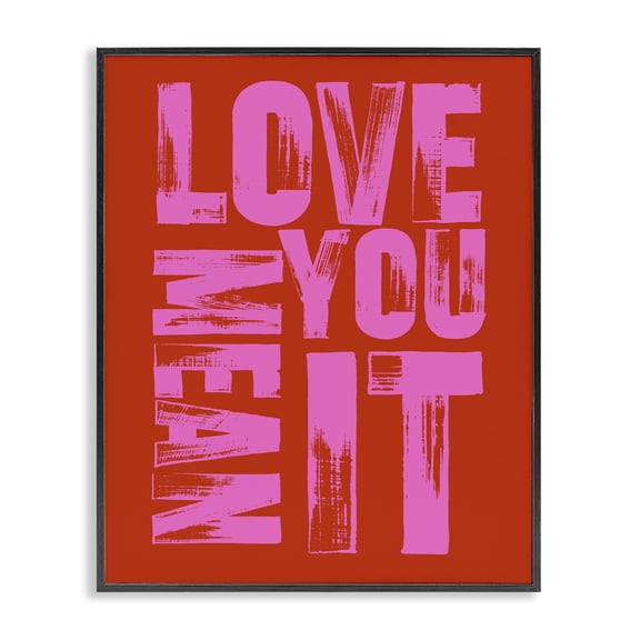 Stupell Industries Modern Love You Mean It on Red Black Framed Giclee Art, 11 x 14, by House of Lulu