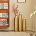 thumbnail image 5 of Floor Metal Decorated Vases Set of 3 for Gorgeous Home Decoration Large Glazed Metal Vases (Gold), 5 of 9