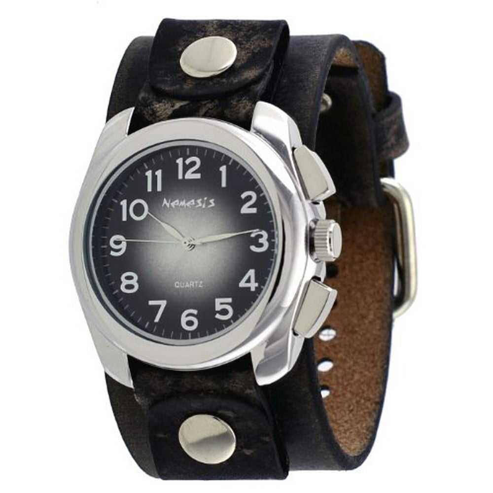Nemesis NFBB091K Men's Gradient Sunburst Black Dial Wide Leather Cuff