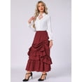 thumbnail image 4 of DARING DIVA Women's Vintage Gothic Victorian Steampunk Ruffle Layered Skirts L Wine Red, 4 of 6