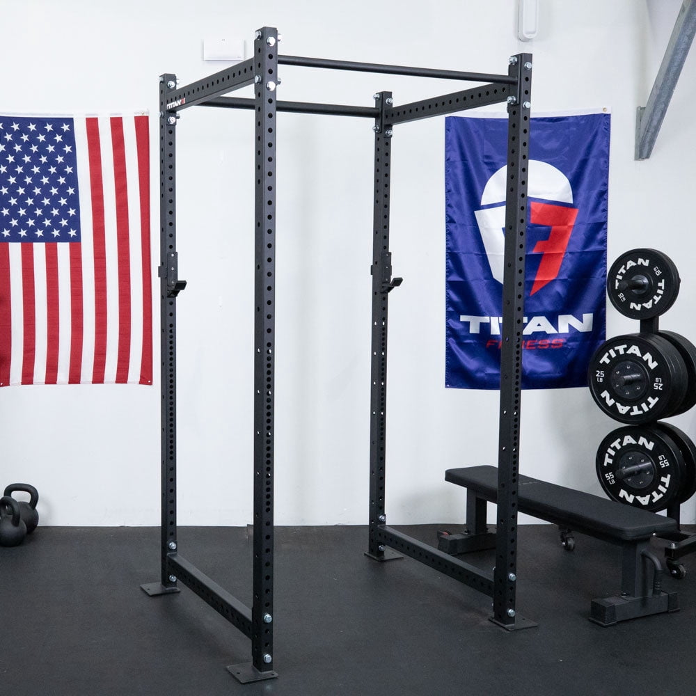 Titan Fitness T-3 Series Black Tall Power Rack, 24in Depth, 1,100 LB Capacity Cage for Weightlifting and Strength Training