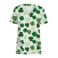 thumbnail image 4 of Clearance EGNMCR Womens St. Patrick's Day Nursing Scrub Tops Irish Printed Short Sleeve Gnome Green Working Uniform V Neck Workwear Blouse T-shirt, 4 of 4