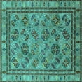 thumbnail image 1 of Ahgly Company Machine Washable Indoor Square Oriental Turquoise Blue Traditional Area Rugs, 7' Square, 1 of 4