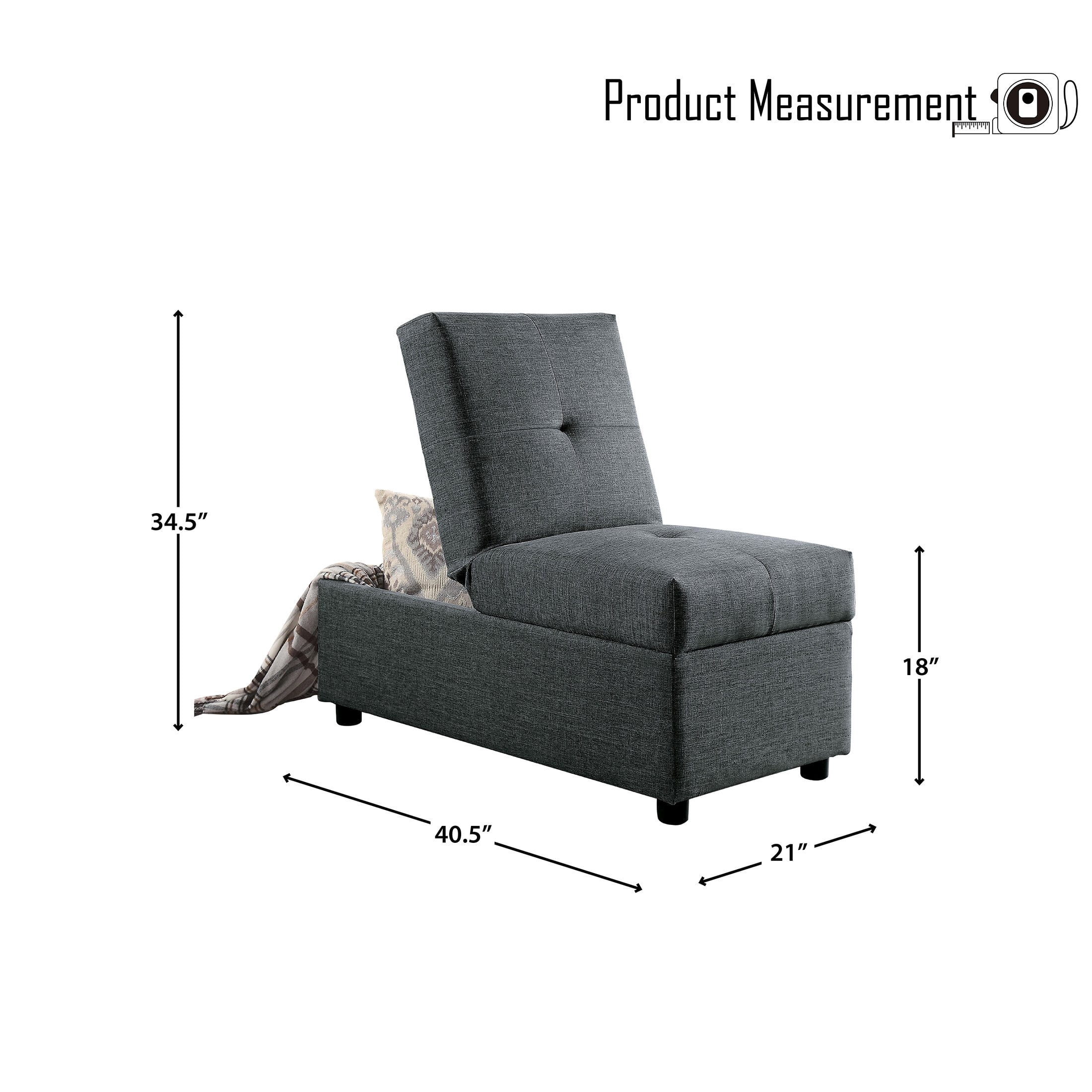 OakvillePark Turpin Fabric Upholstered Convertible Storage Ottoman Chair, Gray