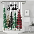 thumbnail image 1 of Rideau de Douche pour Salle de Bain Joyeux Noël Carreaux Buffalo Rouges Arbre Rideau de Salle de Bain Imperméable Rideaux de Salle de Bain Modernes Crochets Inclus,72x72 Pouces, 1 of 5