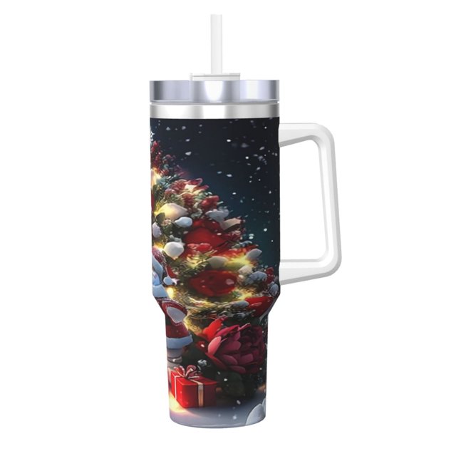 Regalos navideños personalizados para vasos de 40 oz con asa y pajita - Taza de café de viaje de acero inoxidable con tapa - Regalos ideales para mujeres, niñas y niños en cumpleaños y Navidad
