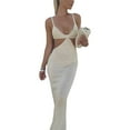 thumbnail image 4 of Douhoow  Women Cut Out Dress Knitted Spaghetti Strap Long Dress Summer Bodycon Dress, 4 of 6