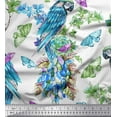 thumbnail image 1 of Soimoi Blue Rayon Fabric Floral,Insect & Parrot Bird Fabric Prints by Yard 56 Inch Wide, 1 of 3