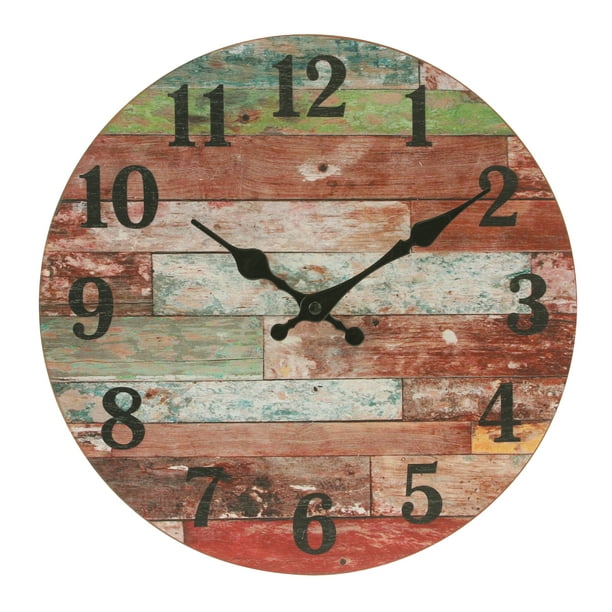 Stonebriar 12″ Red Analog Round Farmhouse Battery Operated Wall Clock