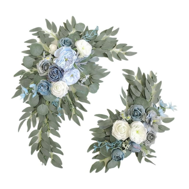 Juego de guirnaldas de flores artificiales para decoración de bodas, ceremonias, recepciones y fiestas. Blanco