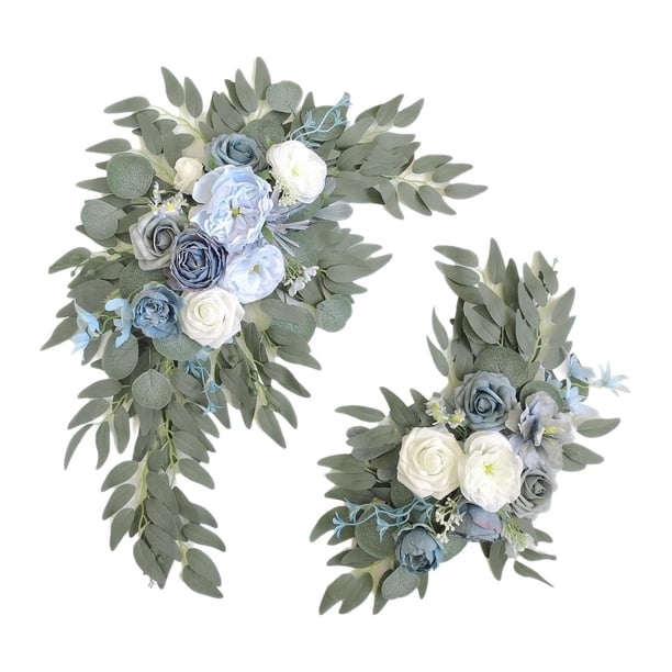 Juego de guirnaldas de flores artificiales para arreglos de boda, guirnalda de flores para puerta de entrada y mesa Blanco