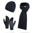 thumbnail image 4 of ZHOGXU Winter Beanie Hat Scarf Gloves Set For Women And Men Solid Color Caps Long Scarf Touchscreen Gloves Knitted Warm Comfortable Outfits 3 Pack For Daily Wear Navy One Size, 4 of 4