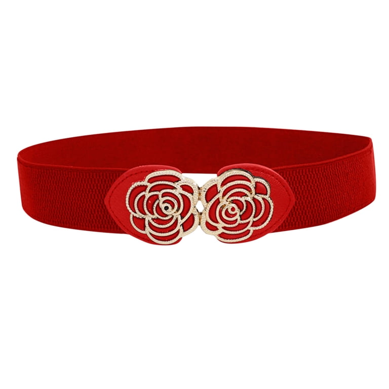 fitted lace wedding dress Wide Belts for Women Fashion Elastic Belt for Dresses Vintage Waist Belt  Ladies Stretchy Belt Gold Buckle,black 26" at Amazon Women's Clothing store