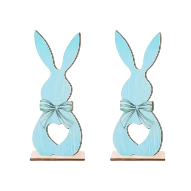Easter Bunny Decorations for Table 2 Pack Wooden Tabletop Decorations for Home Easter Decor Multicolor 5.12 in
