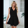 thumbnail image 4 of Minivestido Elegante de con Volantes y Escote en V Sin Mangas para Mujer, -Verano 2025 Negro M, 4 of 8