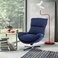 thumbnail image 4 of Retro Chair Padded Seat with Aluminum Alloy Base Comfortable Swivel for Reading Living Room, Accent Fabric Glider Chair Upholstered with High Back for Bedroom (Blue), 4 of 8