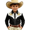 thumbnail image 4 of JAJAHO Boys Long Sleeve Shirts Western Cowboy Floral Embroidery Button Down Collared Shirts For Kids 4-13Y Versatile Tops, 4 of 4