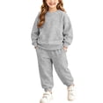 thumbnail image 2 of Cethrio Girls Outfit Sets, Fleece-lined Casual 2 PC Long Sleeve Sweatshirts and Sweatpants Sets Gray Size 4, 2 of 9