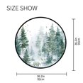thumbnail image 5 of 36.2 Inch Round Floor Mat Green Snowy Forest Scene Carpet Decor Rug for Living Room Bedroom, 5 of 6
