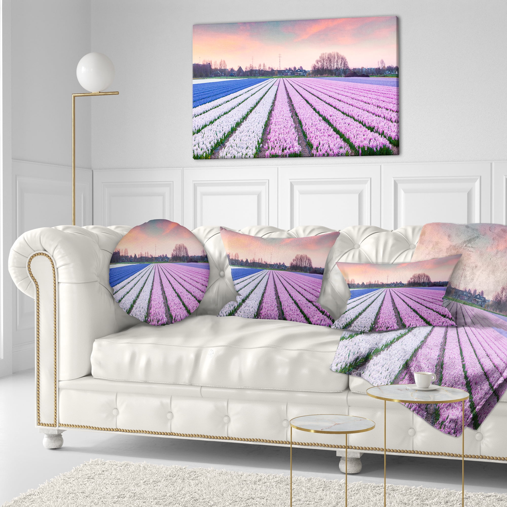 Designart Colorful Hyacinth Flowers at Sunrise - Photography Throw Pillow - 12x20