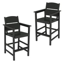 FOOWIN Outdoor Adirondack Bar Chairs Set of 2, All Weather HDPE Patio Set, Black