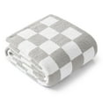 thumbnail image 3 of Exclusivo Mezcla Checkered Knit Throw Blanket, Ultra Soft Cozy Fluffy Checkerboard Blankets, Lightweight Fuzzy Plush Throw for Couch and Bed, Light Grey, 50"x60", 3 of 8