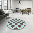 thumbnail image 4 of Ahgly Company Machine Washable Indoor Square Transitional Tron Blue Area Rugs, 7' Square, 4 of 7