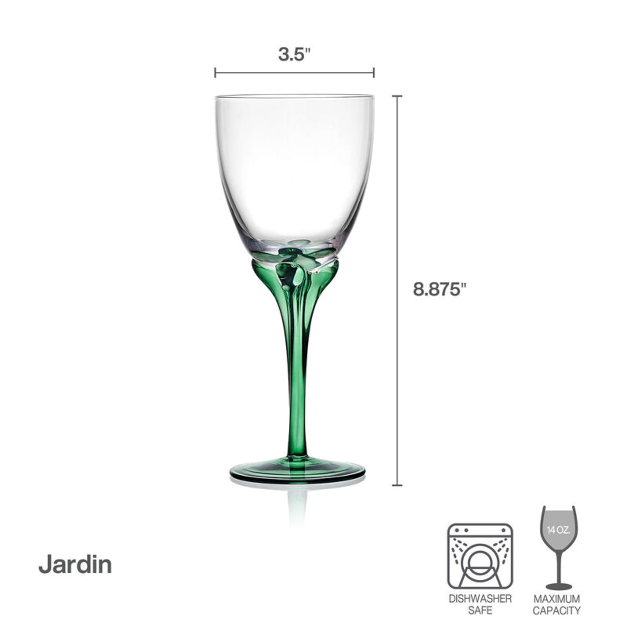Fitz and Floyd Jardin 14 oz Green Wine Glass (Set of 4)