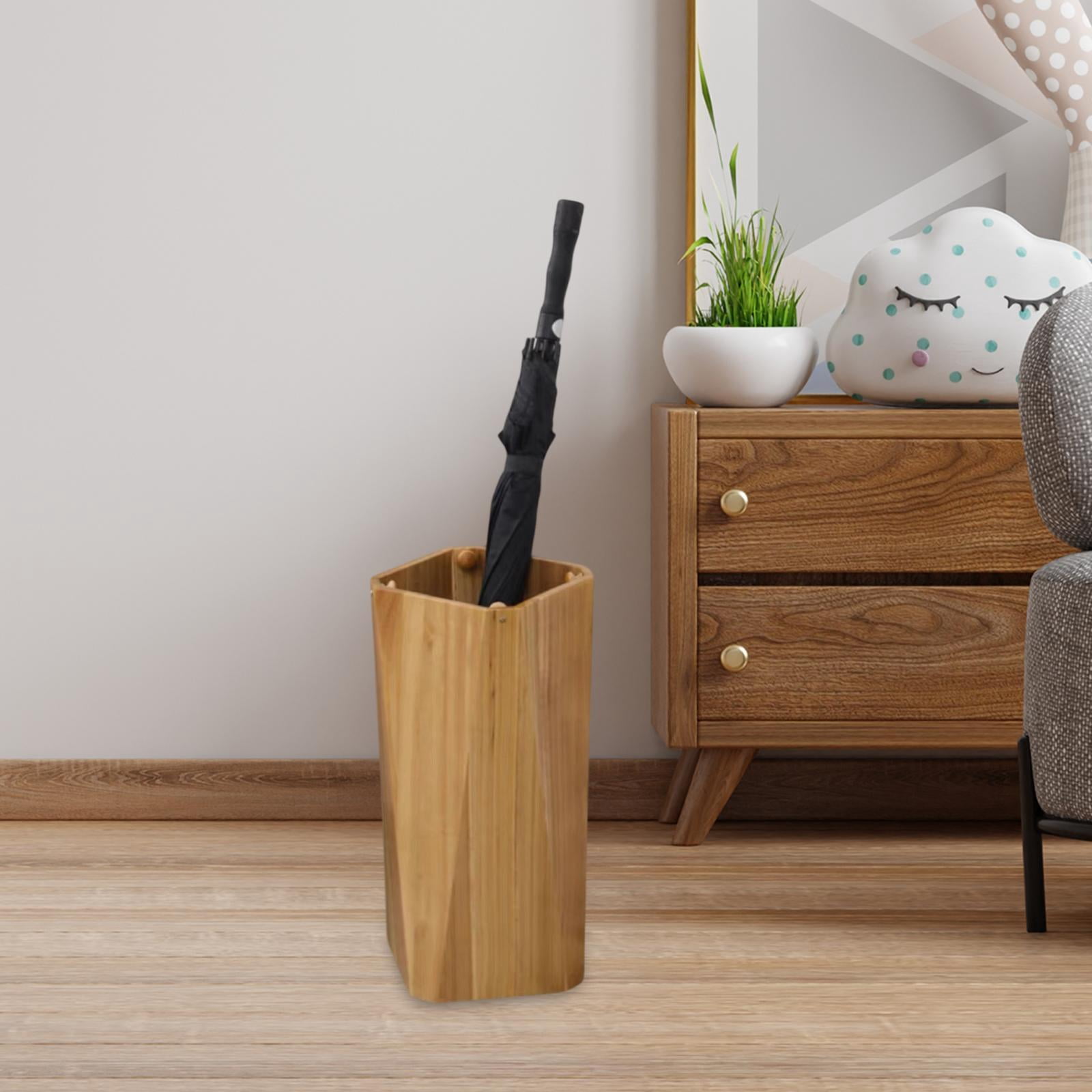 CarpNettore Wooden Umbrella Holder Organizer Sturdy Household Space Saving Creative Umbrella Khaki