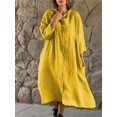 thumbnail image 3 of Lindbes Printemps Été Femmes Coton Lin Robe 2024 Mode en Vrac Bouton Manches Longues Robes Solide Plage Parti Poches Robe Robe Robe Robe Robe, 3 of 7
