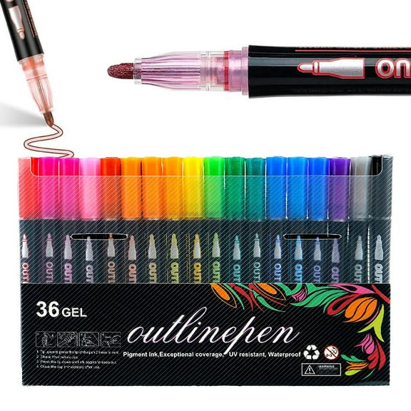 Meiiso 36 Color Double Line Outline Marker Pens for Hand Lettering