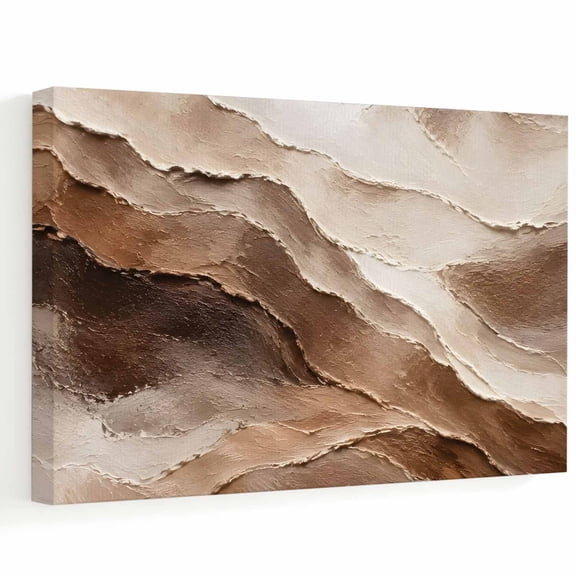 Brown Beige Canvas Wall Art, Minimalist Abstract Textured Plaster Oil Painting Wall Art Prints Artwork Framed Canvas Ready to Hang Art Pictures for Bathroom Bedroom Entry Desk Corner 10" x 8"