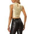 thumbnail image 3 of INSPIRE CHIC Metallic Crop Top for Women's Sleeveless Christmas Sparkly Sequin Tops XL Light Gold, 3 of 6