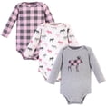 thumbnail image 1 of Hudson Baby Unisex Baby Cotton Long-Sleeve Bodysuits, Pink Moose, 9-12 Months, 1 of 5