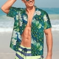 thumbnail image 5 of KLL Men's Hawaiian Shirt Short Sleeve Button Down Beach Shirts-Peacock And Flowers, 5 of 5
