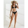 thumbnail image 5 of DARING DIVA Women's Halter Ribbed Lace Up Bikini Sets X-Small Black, 5 of 6
