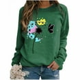 thumbnail image 2 of Hueook Womens Shirts Crewneck Women's Fashion Casual Printed Round Neck Loose Long Sleeve Capless Sweatshirt Top Green XL, 2 of 5