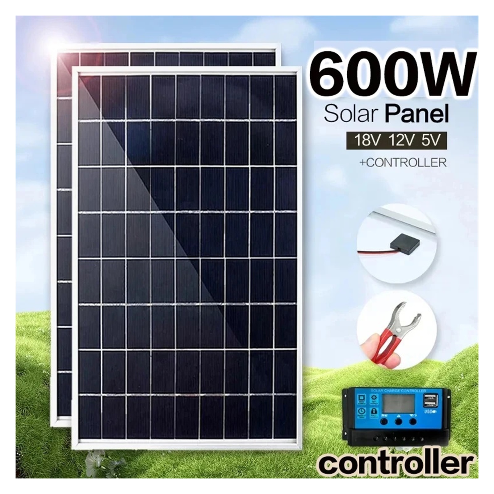 Folding solar panels Portable Solar 600W Capacity Polycrystalline Panel Generator USB Power Supply For Outdoor Rechargeable 12V Solar charger