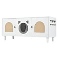 thumbnail image 2 of Cream White Cat Litter Box Cabinet - 47.2" Furniture-Style Enclosure with Scratching Post Door & Storage, Modern Hidden Litter Box for Cats, 2 of 6