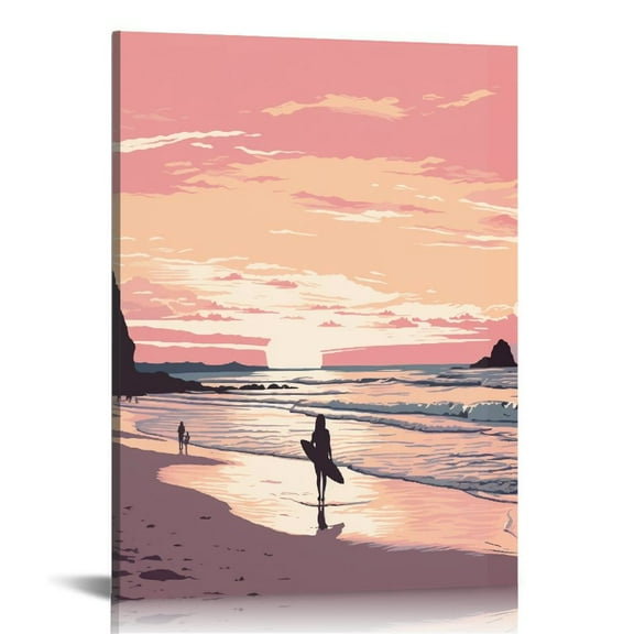 JRXY Framed Trendy Coastal Cowgirl NewsPaper Wall Art Prints Canvas New York Western Vintage Bar Cart Dorm Retro Surfing Home Décor 12x16 in