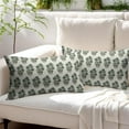 thumbnail image 6 of Green Floral Block Print Lumbar Pillow Covers 12x20 Set of 2 Chinoiserie Flower Leaves Outdoor Decorative Throw Pillows Rectangle Pillowcases Decor for Home Sofa Couch Bed, 6 of 6