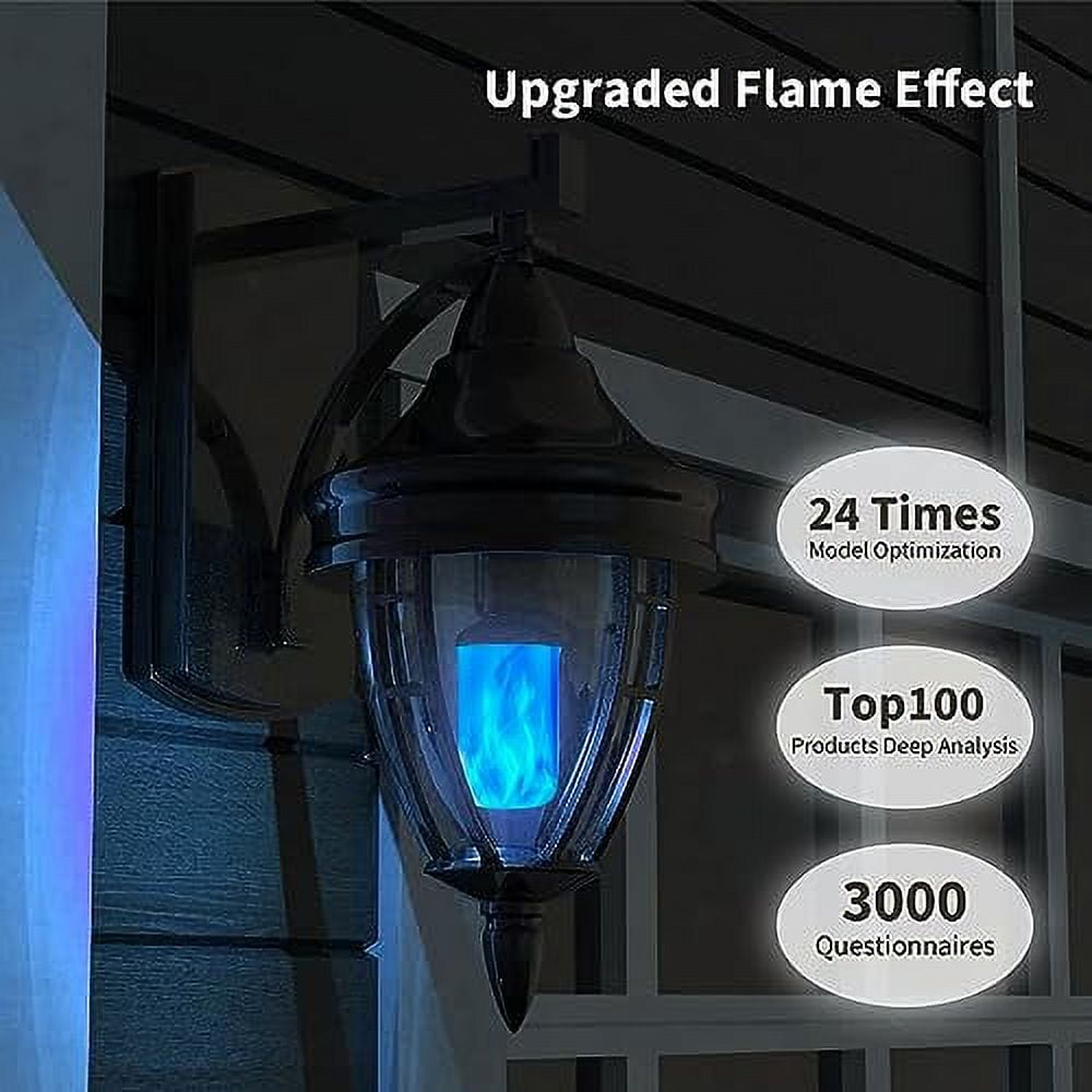 GKcity Upgraded LED Flame Light Bulb, 4 Modes Fire Flame Light Bulbs with Upside Down Effect, E26 Base Flickering Light Bulbs for Halloween, Party, Outdoor, Indoor, Halloween Decor (2 Pack)