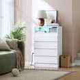 thumbnail image 1 of Bingirl Commode à 4 Tiroirs avec Prise de Courant et Lumière DEL - Armoire de Rangement Moderne pour Chambre Ou Bureau, 1 of 10