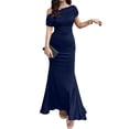 thumbnail image 3 of Women'S Off Shoulder Elegant Sleeveless Bodycon Long Formal Party Evening Dress Navy Blue L, 3 of 10