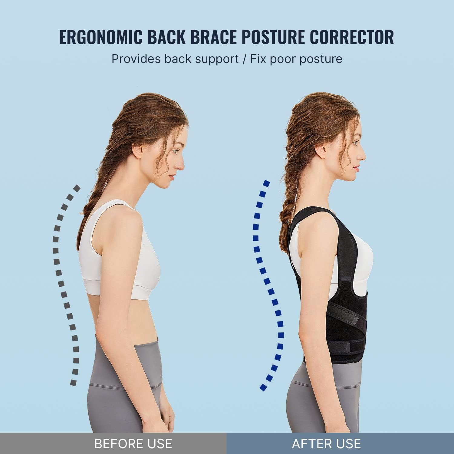Back Brace Posture Corrector for Women and Men, Shoulder Straightener, Adjustable Full Back Support, Upper and Lower Back Pain Relief - Scoliosis, Hunchback, Hump, Thoracic, Spine Corrector