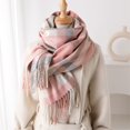 thumbnail image 2 of Yuanlong Womens Scarves Vintage Plaid Fringe Fall Winter Thick Warm Wrap Shawl Cozy Minimal Versatile Casual Neckwear, 2 of 6