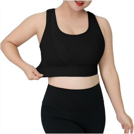 Mrat Womens Underwire Bra Yoga Bra for Women Padded Push up Sports Bra Athletic Running Sports Bra Workout Bra Yoga Bralettes Plus Size Cropped Tank Tops S-125 Black 4XL
