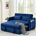 thumbnail image 2 of DEALTOPS 55" Modern Pull Out Loveseat Sofa Bed with 2 Detachable Arm Pockets, Blue, 2 of 9