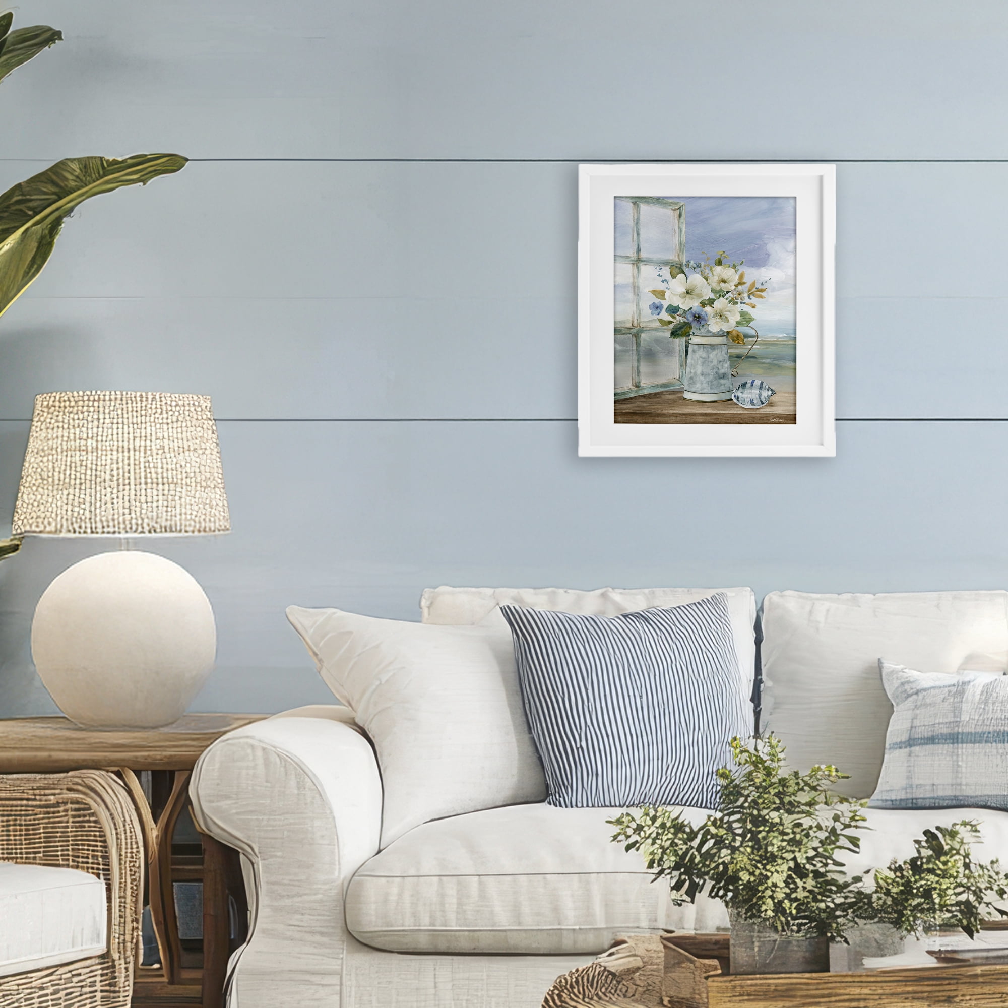 Stupell Industries Seaside Floral Bouquet Window White Framed Print Under Glass, design by Carol Robinson