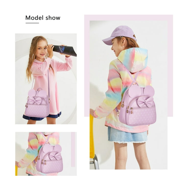 KL928 Girls Bowknot Polka Dot Cute Mini Backpack Small Daypacks Convertible  Shoulder Bag Purse for Women